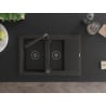 Mexen Gaspar fregadero de granito de 1,5 cubetas con escurridor y grifo de cocina Duero, negro/dorado - 6507-75-671600-70-B