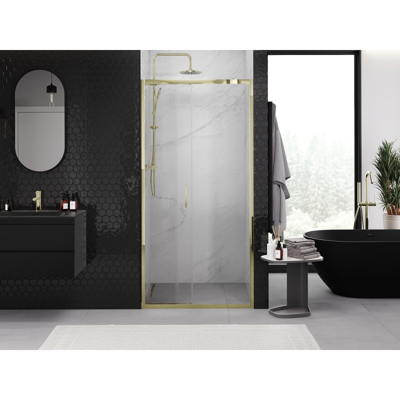 Mexen Exo-3S drzwi prysznicowe rozsuwane 85 cm, transparent, złote - 8153-085-000-50-00
