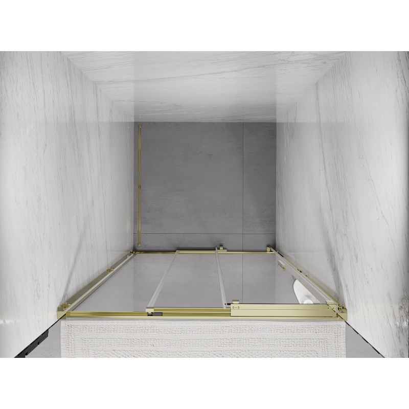 Mexen Exo-3S drzwi prysznicowe rozsuwane 100 cm, transparent, złote - 8153-100-000-50-00