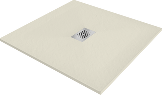 Mexen Hugo SMC kvadrātiskais duša paliktnis 100 x 100 cm, bēšs, inox pārsegs - 42691010-X
