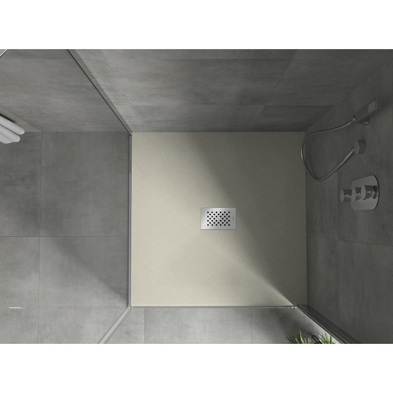 Mexen Hugo receveur de douche carré SMC 100 x 100 cm, beige, cache inox - 42691010-X