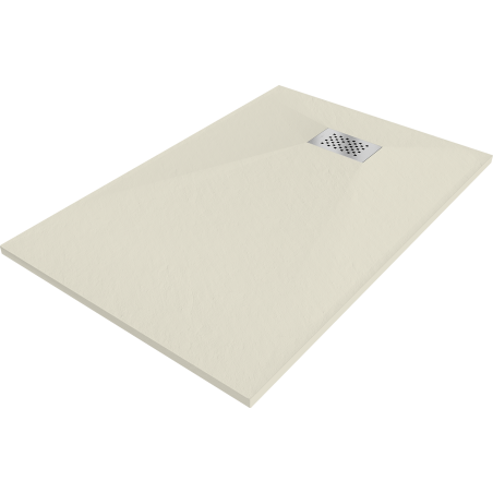 Mexen Hugo brodzik prostokątny SMC 100 x 80 cm, beżowy, maskownica inox - 42698010-X