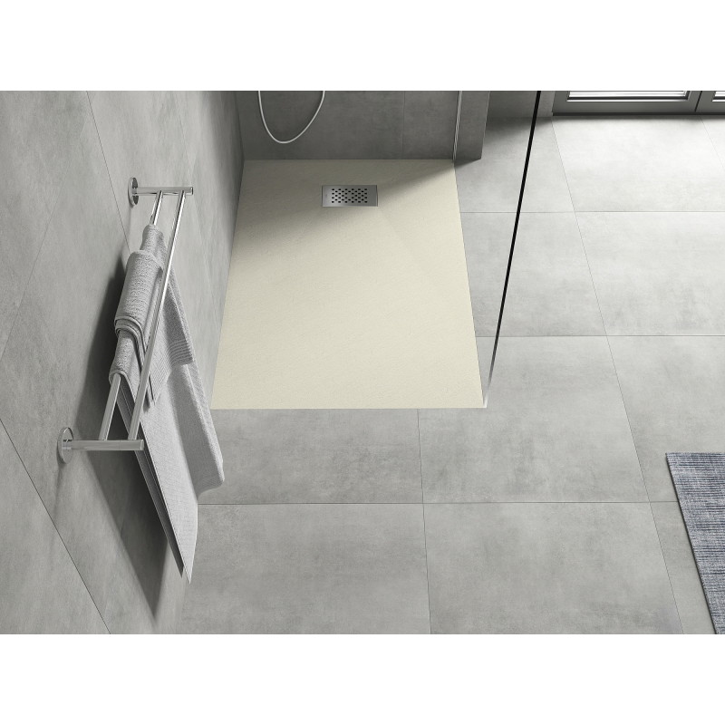 Mexen Hugo plato de ducha rectangular SMC 100 x 90 cm, beige, cubierta inox - 42699010-X