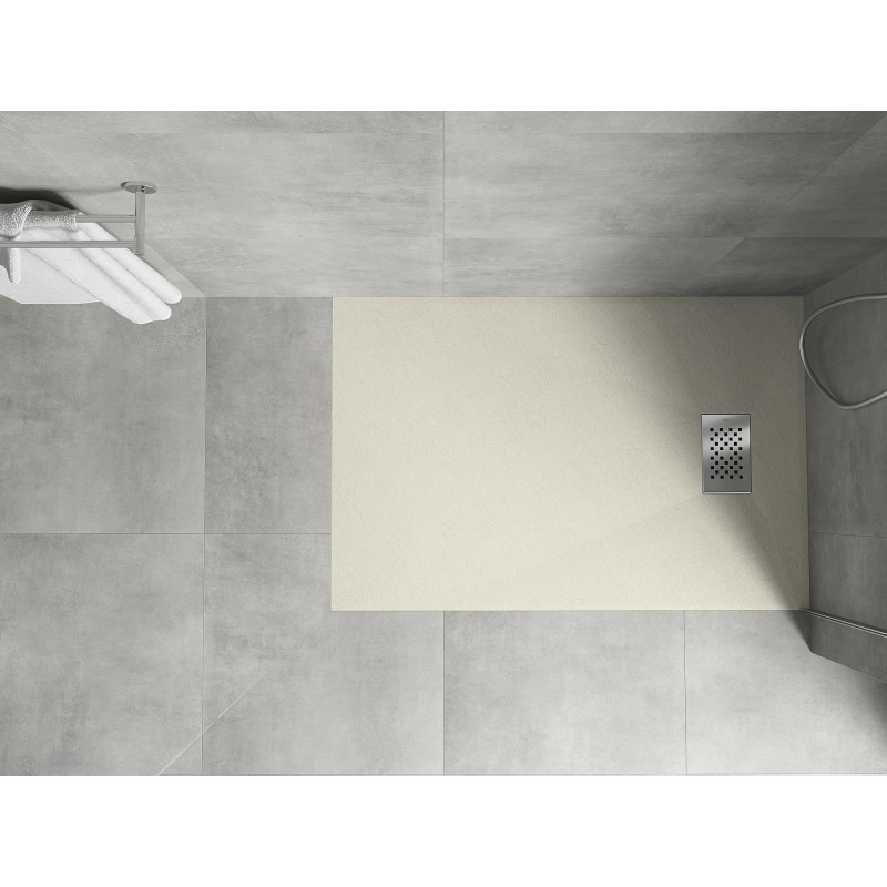 Mexen Hugo plato de ducha rectangular SMC 100 x 90 cm, beige, cubierta inox - 42699010-X