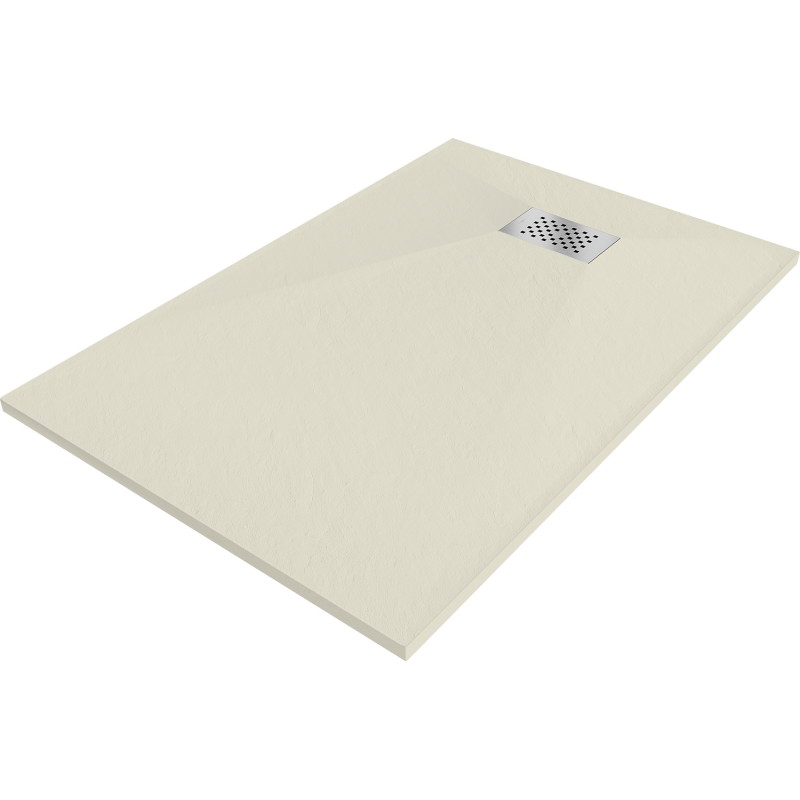Mexen Hugo plato de ducha rectangular SMC 100 x 90 cm, beige, cubierta inox - 42699010-X