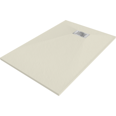 Mexen Hugo plato de ducha rectangular SMC 100 x 90 cm, beige, cubierta inox - 42699010-X