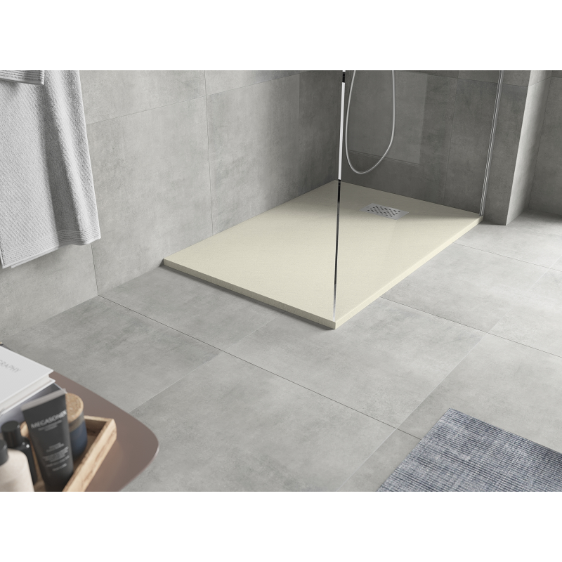 Mexen Hugo brodzik prostokątny SMC 120 x 90 cm, beżowy, maskownica inox - 42699012-X
