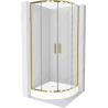 Mexen Rio cabine de douche semi-circulaire 90 x 90 cm, transparent, or + receveur Rio, blanc - 863-090-090-50-00-4710