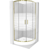 Mexen Rio cabine de douche semi-circulaire 70 x 70 cm, bandes blanches, or + receveur, blanc - 863-070-070-50-20-4710