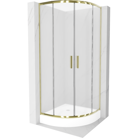 Mexen Rio cabine de douche semi-circulaire 70 x 70 cm, givré, or + receveur Rio, blanc - 863-070-070-50-30-4710