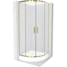 Mexen Rio cabine de duche semicircular 70 x 70 cm, fosco, dourado + base de duche, branco - 863-070-070-50-30-4710