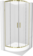 Mexen Rio semi-circular shower cabin 80 x 80 cm, frost, gold + tray, white - 863-080-080-50-30-4710