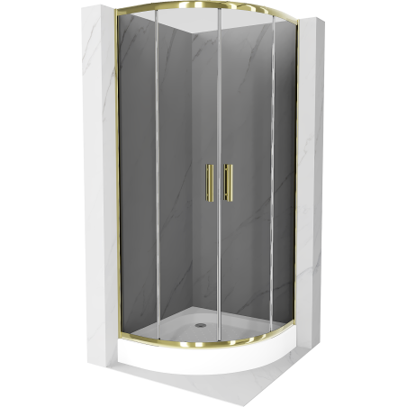 Mexen Rio halvrund duschkabin 70 x 70 cm, grafit, guld + duschkar, vit - 863-070-070-50-0-4710