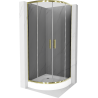 Mexen Rio cabine de douche semi-circulaire 90 x 90 cm, graphite, or + receveur de douche, blanc - 863-090-090-50-0-4710