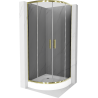 Mexen Rio halfronde douchecabine 90 x 90 cm, grafiet, goud + Rio douchebak, wit - 863-090-090-50-0-4710