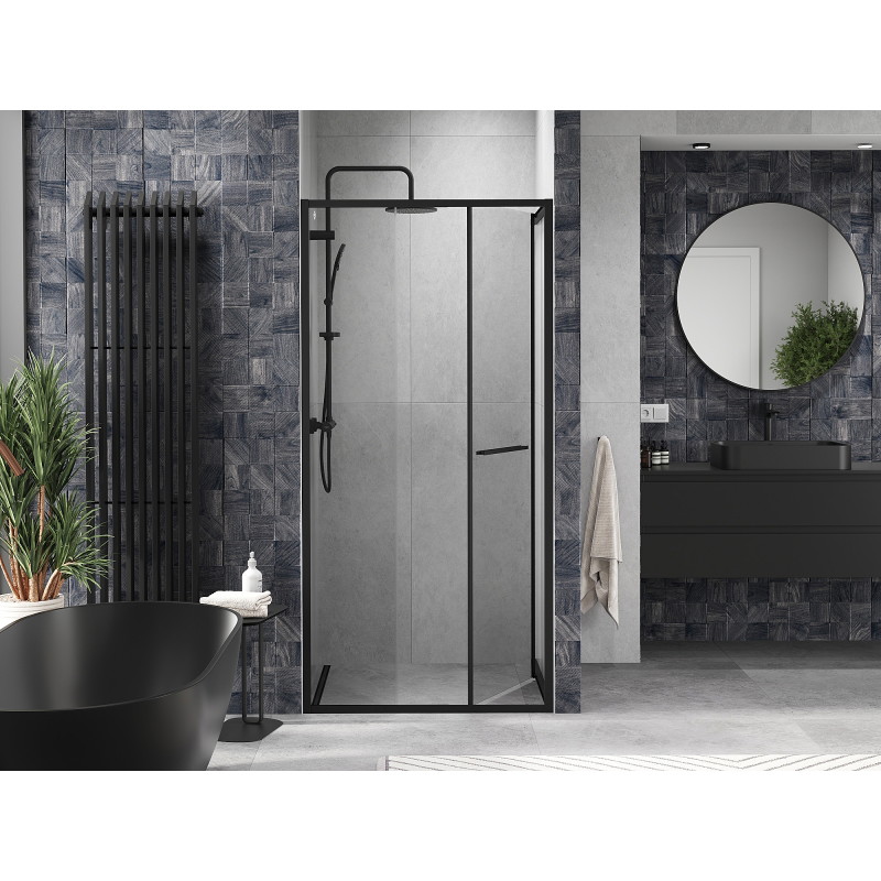 Mexen Linea schuifbare douchedeur 80 cm, transparant, zwart - 8E1-080-000-70-70