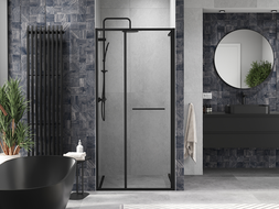 Mexen Linea bīdāmās dušas durvis 80 cm, caurspīdīgas, melnas - 8E1-080-000-70-70