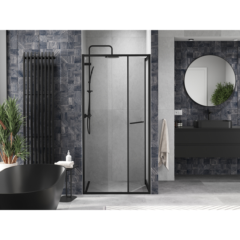 Mexen Linea bīdāmās dušas durvis 100 cm, caurspīdīgas, melnas - 8E1-100-000-70-70
