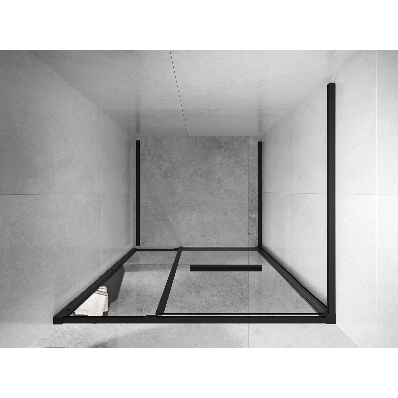 Mexen Linea 90 cm bīdāmās dušas durvis, caurspīdīgas, melnas - 8E1-090-000-70-70