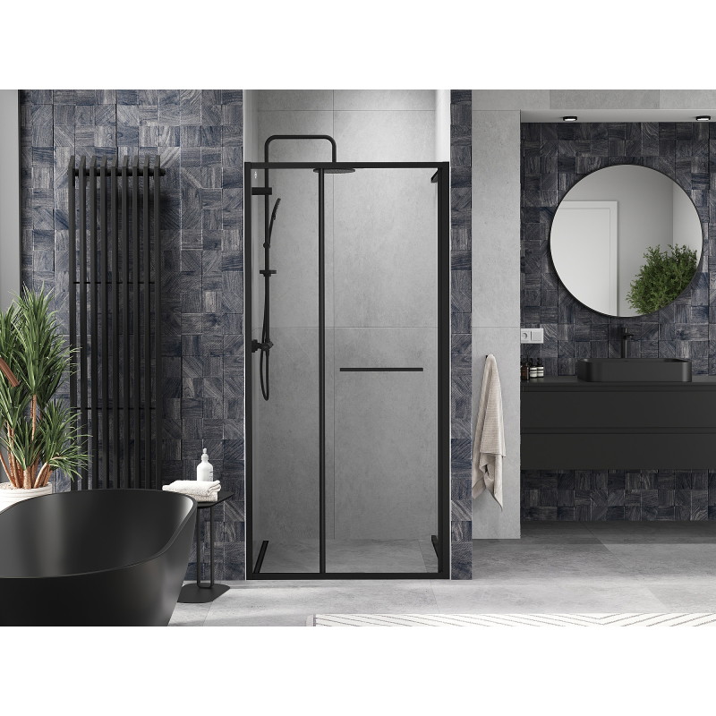 Mexen Linea drsna tuš vrata 100 cm, prozorna, črna - 8E1-100-000-70-70
