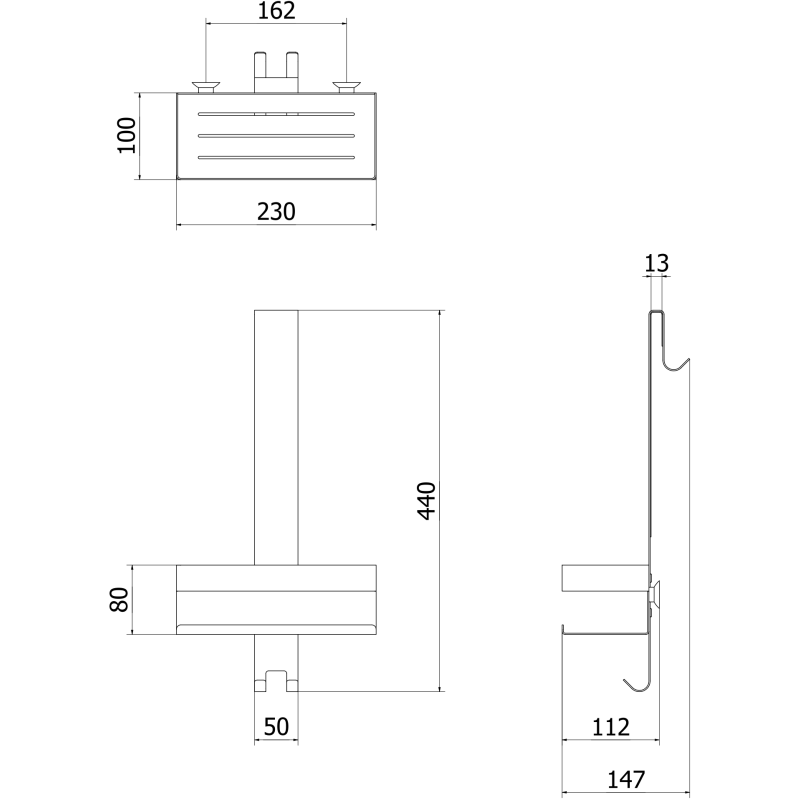 Mexen Brin-1 koszyk łazienkowy z wieszakiem, czarny - 70A8841-70