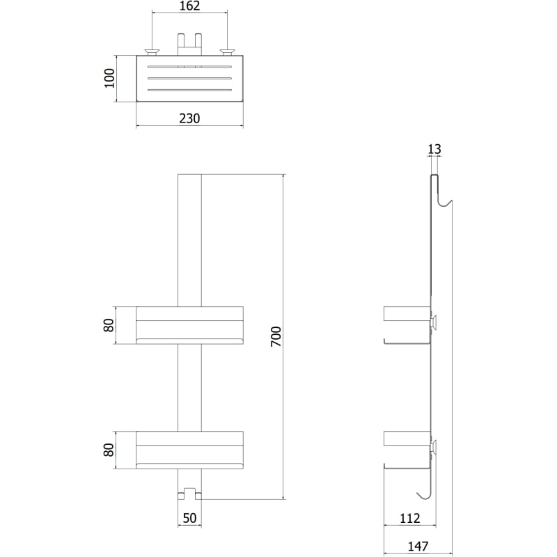 Mexen Brin-2 cesto da bagno con ganci, nero - 70A8842-70