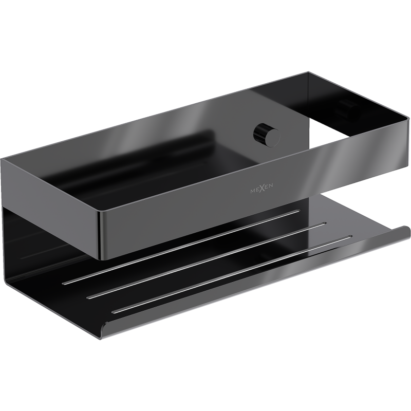 Mexen Brin-L koszyk łazienkowy, black chrome - 70A8730-73