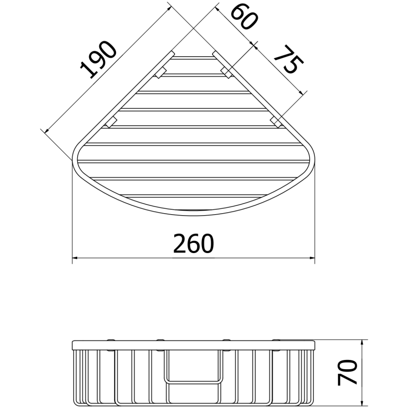 Mexen Uni-C koszyk łazienkowy narożny, czarny - 70A8517-70