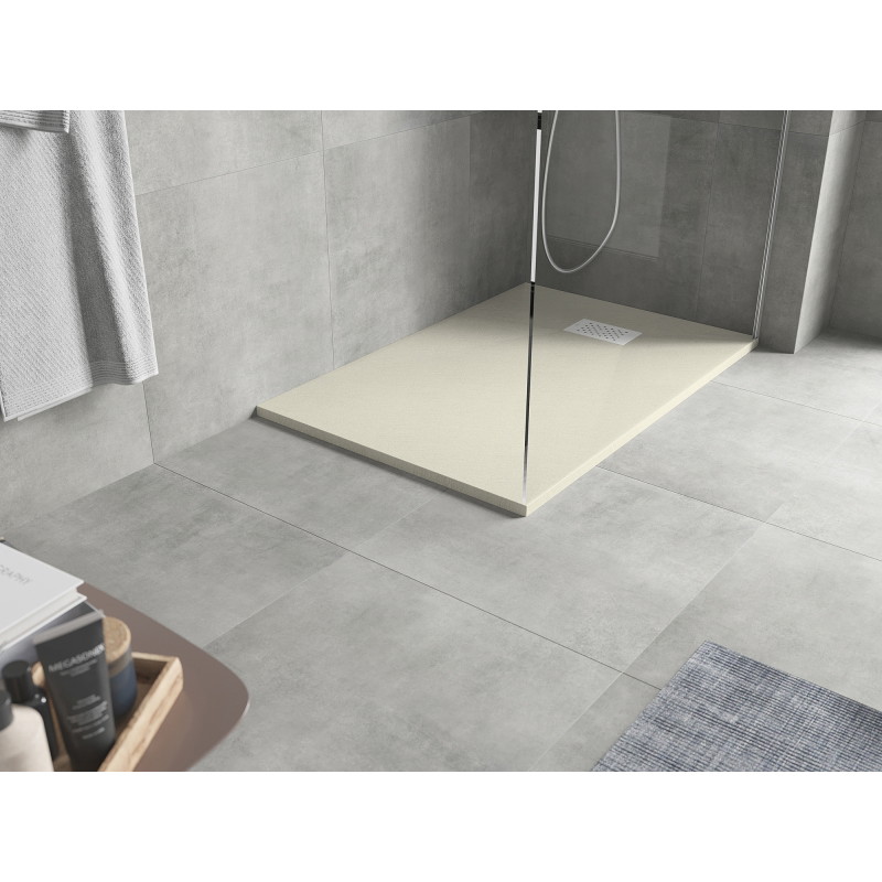 Mexen Hugo plato de ducha rectangular SMC 120 x 90 cm, beige, cubierta blanca - 42699012-W