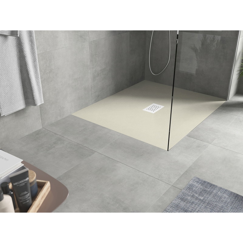 Mexen Hugo plato de ducha rectangular SMC 120 x 80 cm, piedra blanca - 42158012
