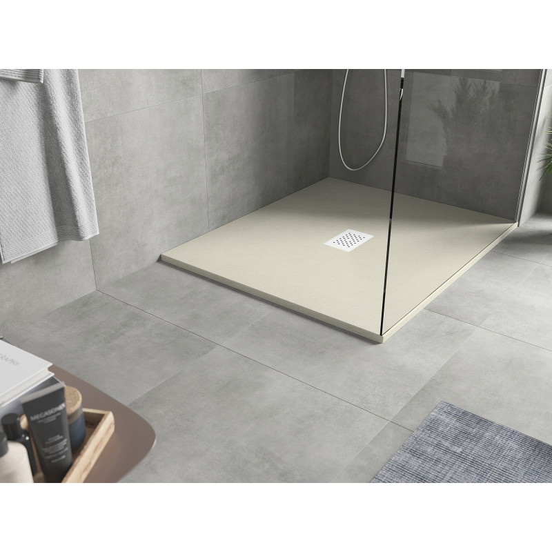 Mexen Hugo plato de ducha rectangular SMC 120 x 80 cm, piedra blanca - 42158012