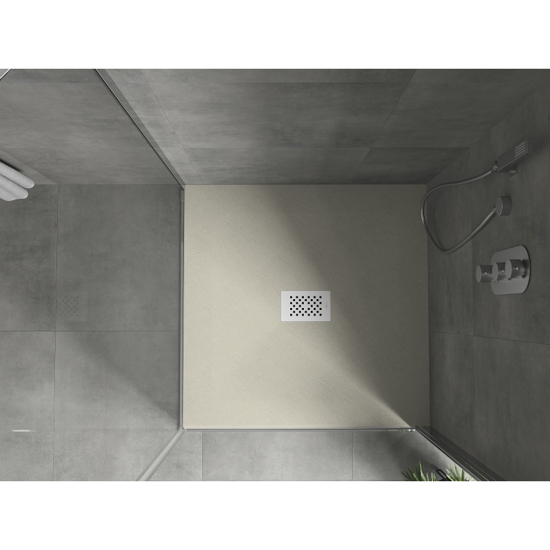 Mexen Hugo kvadrātveida dušas paliktnis SMC 100 x 100 cm, bēšs, baltas maskēšanās - 42691010-W