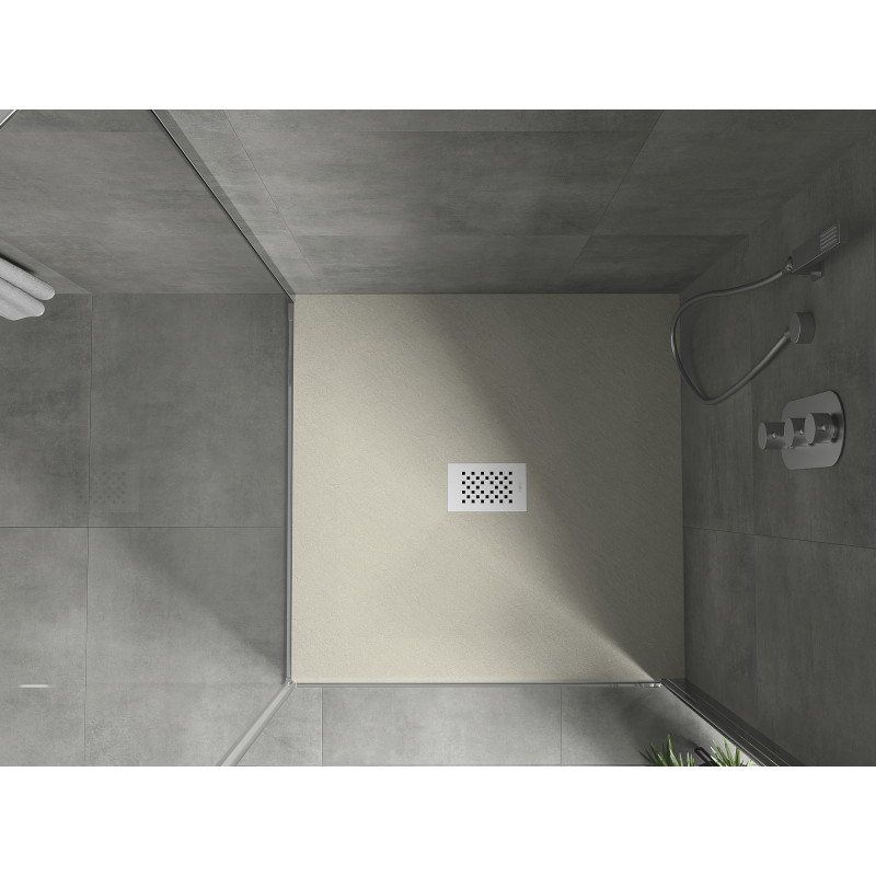 Mexen Hugo vierkante douchebak SMC 100 x 100 cm, beige, witte afdekking - 42691010-W
