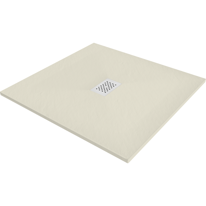 Mexen Hugo brodzik kwadratowy SMC 90 x 90 cm, beżowy, maskownica biała - 42699090-W