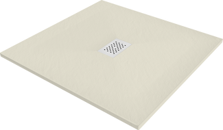 Mexen Hugo kvadrātveida SMC dušas baseins 90 x 90 cm, bēšs, baltā pārsega plāksne - 42699090-W