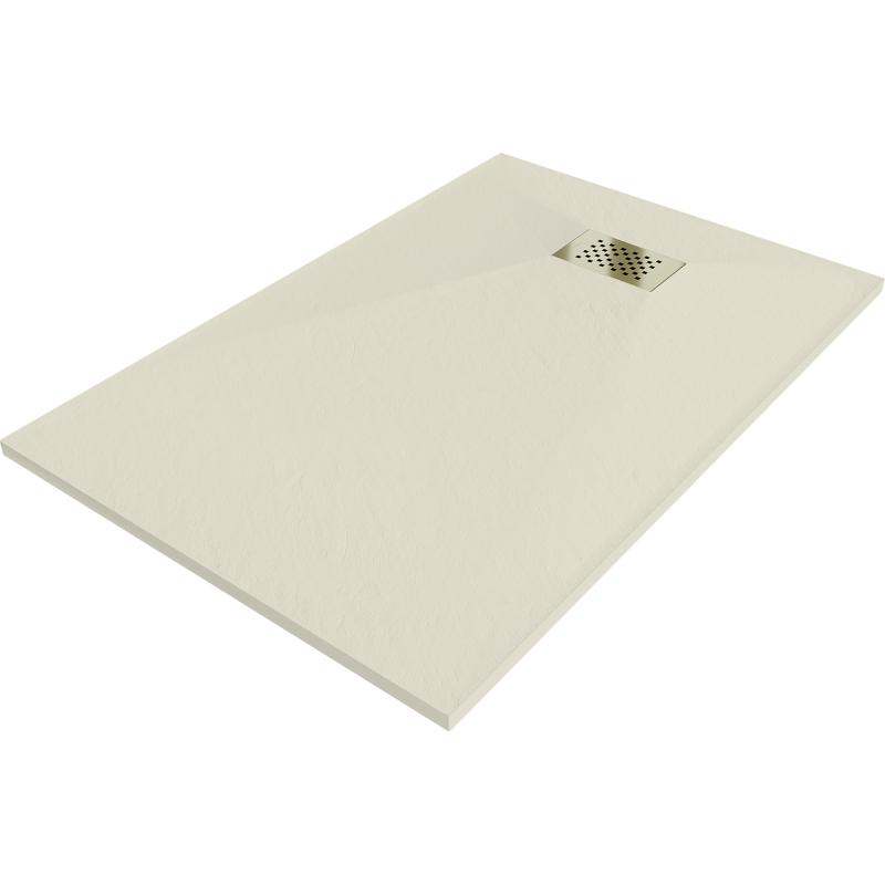 Mexen Hugo taisnstūra dušas paliktnis SMC 100 x 70 cm, bēšs, zelta pārsegs - 42697010-G