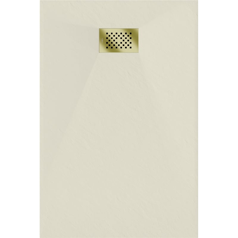 Mexen Hugo rectangular SMC shower tray 100 x 70 cm, beige, gold cover - 42697010-G