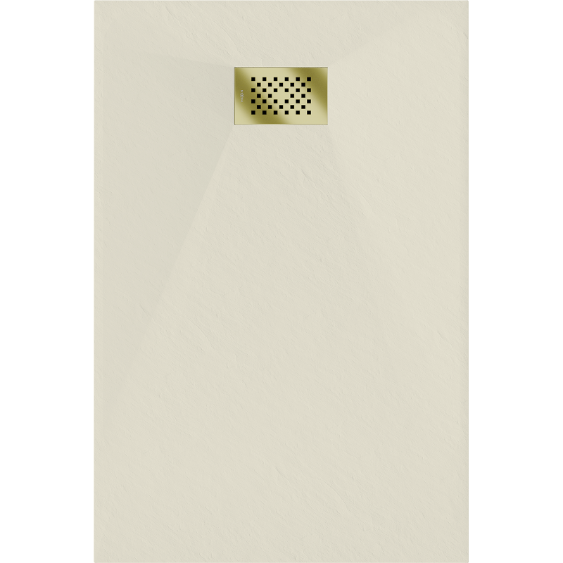Mexen Hugo brodzik prostokątny SMC 120 x 70 cm, beżowy, maskownica złota - 42697012-G