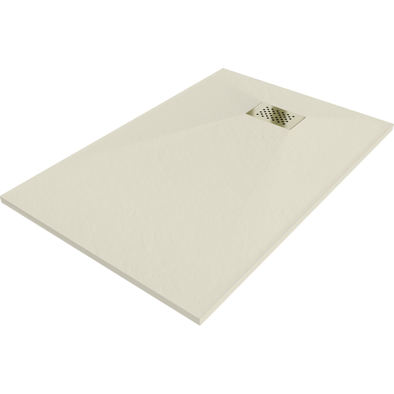Mexen Hugo brodzik prostokątny SMC 120 x 70 cm, beżowy, maskownica złota - 42697012-G
