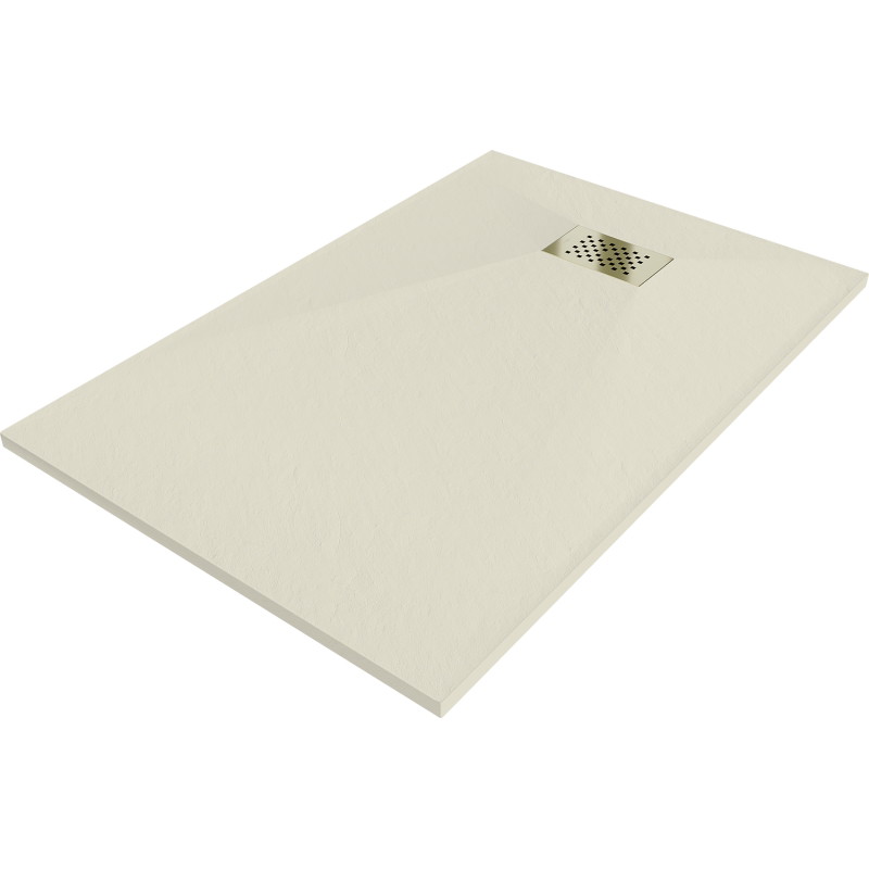 Mexen Hugo ristkülikukujuline SMC dušialus 80 x 70 cm, beež, kuldne kate - 42697080-G