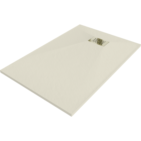 Mexen Hugo brodzik prostokątny SMC 80 x 70 cm, beżowy, maskownica złota - 42697080-G