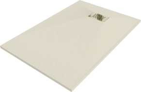 Mexen Hugo ristkülikukujuline SMC dušialus 80 x 70 cm, beež, kuldne kate - 42697080-G
