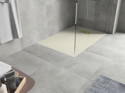 Mexen Hugo taisnstūrveida dušas paliktnis SMC 120 x 80 cm, bēšs, zelta dekoratīvais vāks - 42698012-G