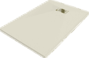 Mexen Hugo taisnstūra dušas paliktnis SMC 90 x 80 cm, bēšs, vāciņš zeltīts - 42698090-G