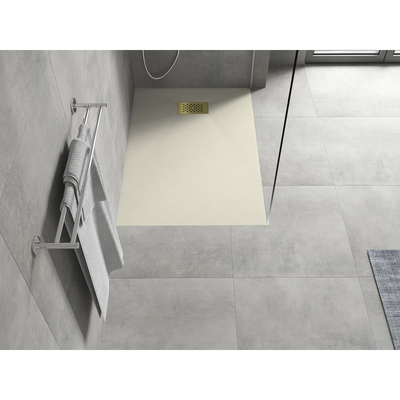 Mexen Hugo receveur de douche rectangulaire SMC 90 x 80 cm, beige, cache doré - 42698090-G