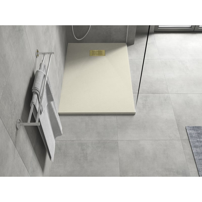 Mexen Hugo rectangular SMC shower tray 100 x 90 cm, beige, gold cover - 42699010-G