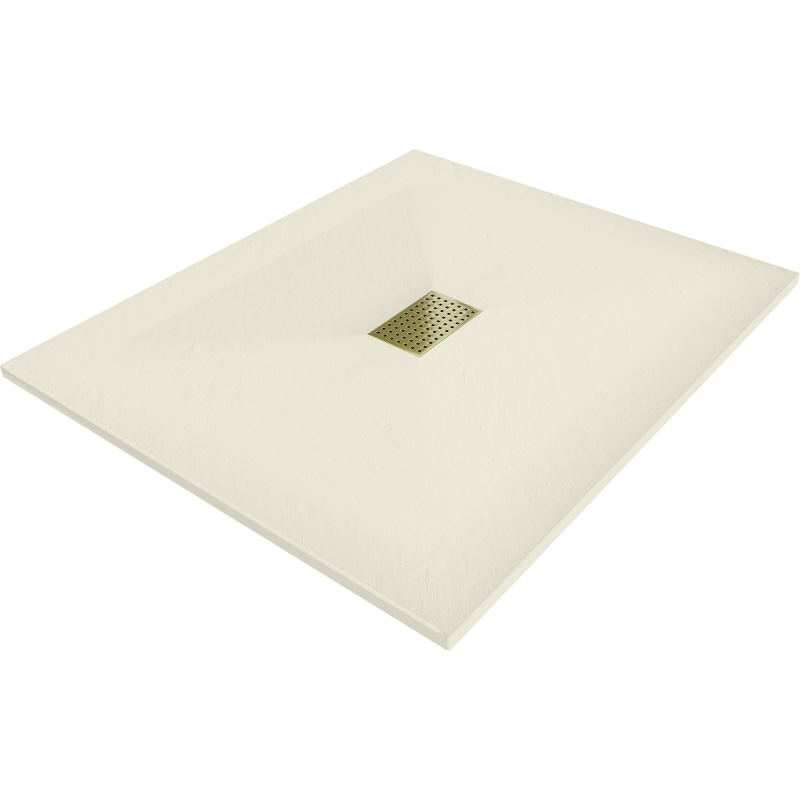 Mexen Hugo brodzik prostokątny SMC 120 x 100 cm, beżowy, maskownica złota - 42691012-G