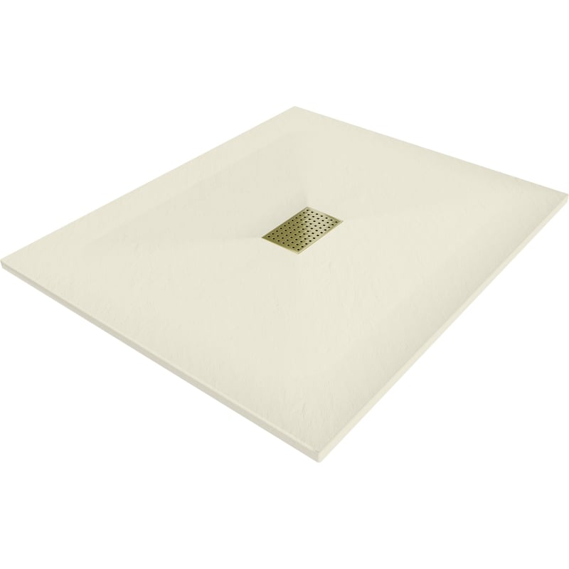Mexen Hugo receveur de douche rectangulaire SMC 120 x 100 cm, beige, cache doré - 42691012-G