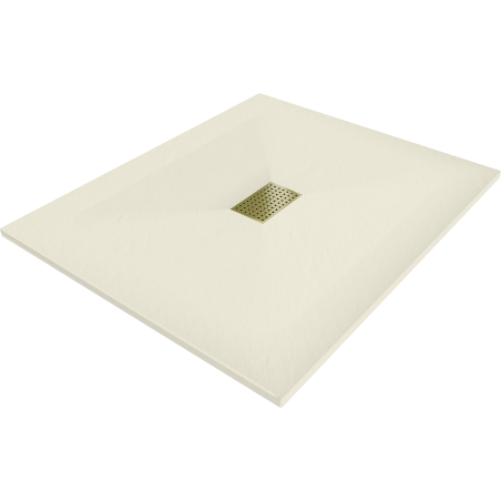 Mexen Hugo brodzik prostokątny SMC 120 x 100 cm, beżowy, maskownica złota - 42691012-G