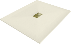 Mexen Hugo taisnstūrveida dušas paliktnis SMC 120 x 100 cm, bēšs, zelta pārsegs - 42691012-G